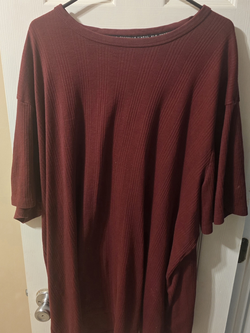 Short Sleeve Ribbed Dress Tee in Deep Wine Burgunday SHAQUILLE O'NEAL Big & Tall